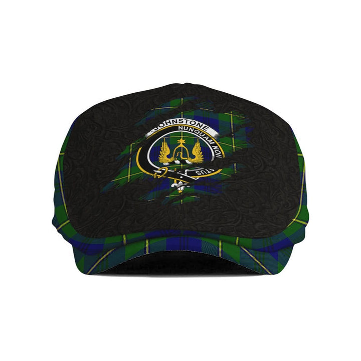 Scottish Johnstone Clan Crest Tartan Flat Cap - Scratch Style Tartan Plaid 1