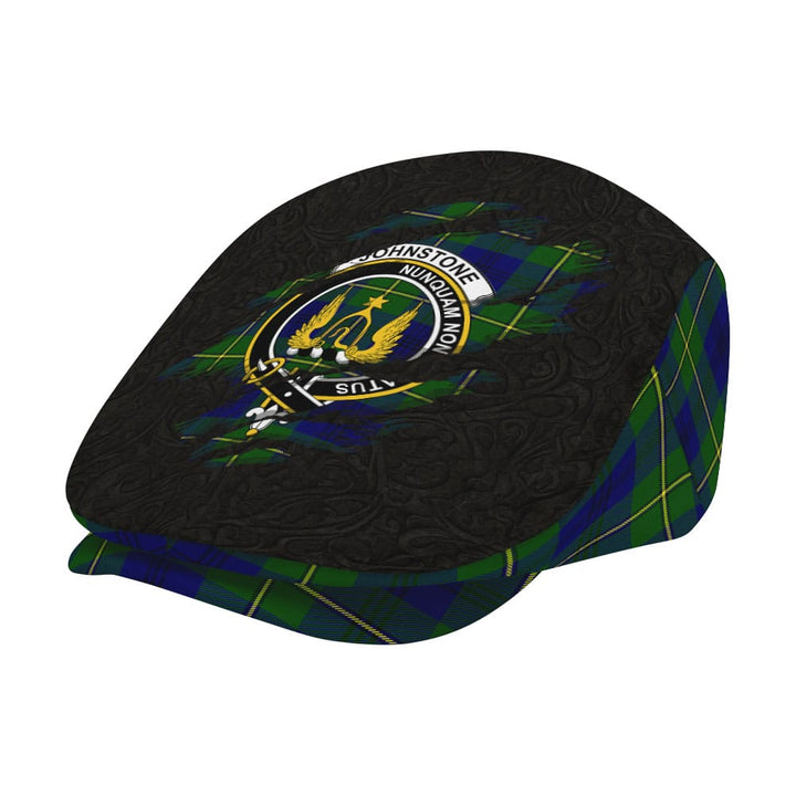 Scottish Johnstone Clan Crest Tartan Flat Cap - Scratch Style Tartan Plaid 2