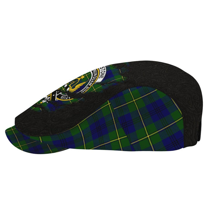 Scottish Johnstone Clan Crest Tartan Flat Cap - Scratch Style Tartan Plaid 3