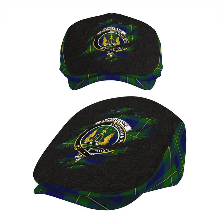 Scottish Johnstone Clan Crest Tartan Flat Cap - Scratch Style Tartan Plaid 5