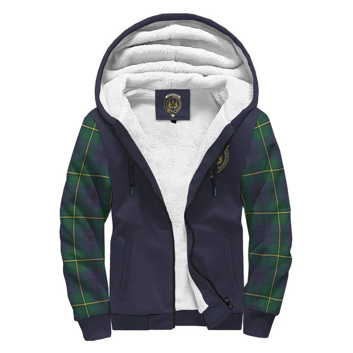 Scottish Johnstone Clan Crest Tartan Plaid Sleeve Sherpa Hoodie