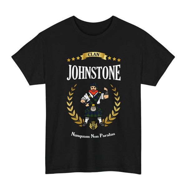 Scottish Johnstone Clan Tartan T-Shirt - Motto Scotsman Tartan Plaid Black Color