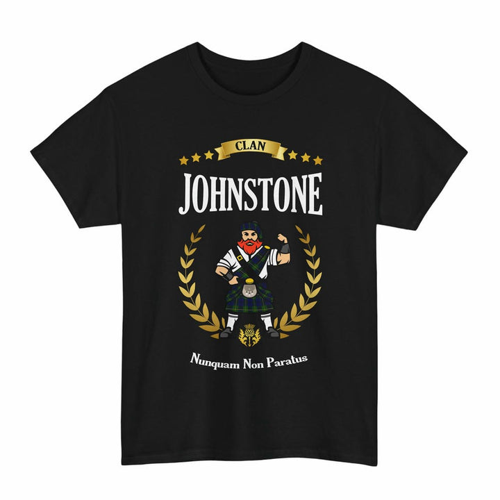 Scottish Johnstone Clan Tartan T-Shirt - Motto Scotsman Tartan Plaid Black Color