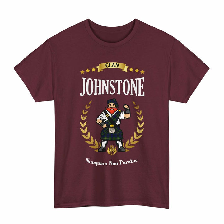 Scottish Johnstone Clan Tartan T-Shirt - Motto Scotsman Tartan Plaid Maroon Color
