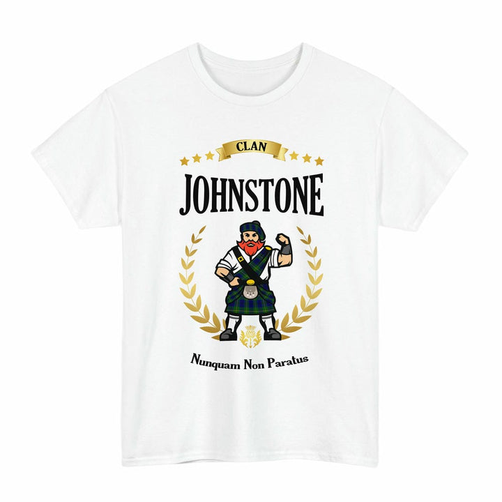 Scottish Johnstone Clan Tartan T-Shirt - Motto Scotsman Tartan Plaid White Color