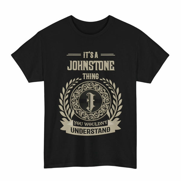 Scottish Johnstone Clan Tartan T-Shirt - Vintage Family Name Tartan Plaid Black Color