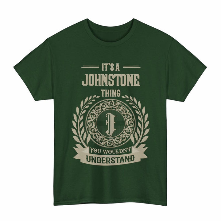 Scottish Johnstone Clan Tartan T-Shirt - Vintage Family Name Tartan Plaid Forest Green Color