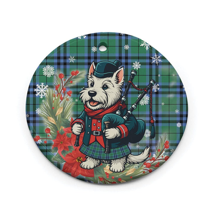 Scottish Keith Ancient Clan Tartan Ceramic Ornament Cute Scottish Terrier Dog Circle Style Tartan Plaid