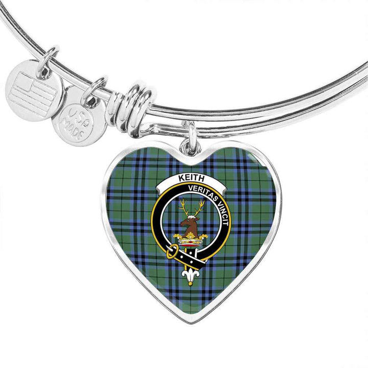 Scottish Keith Clan Crest Tartan Bangle Heart Tartan Plaid 1