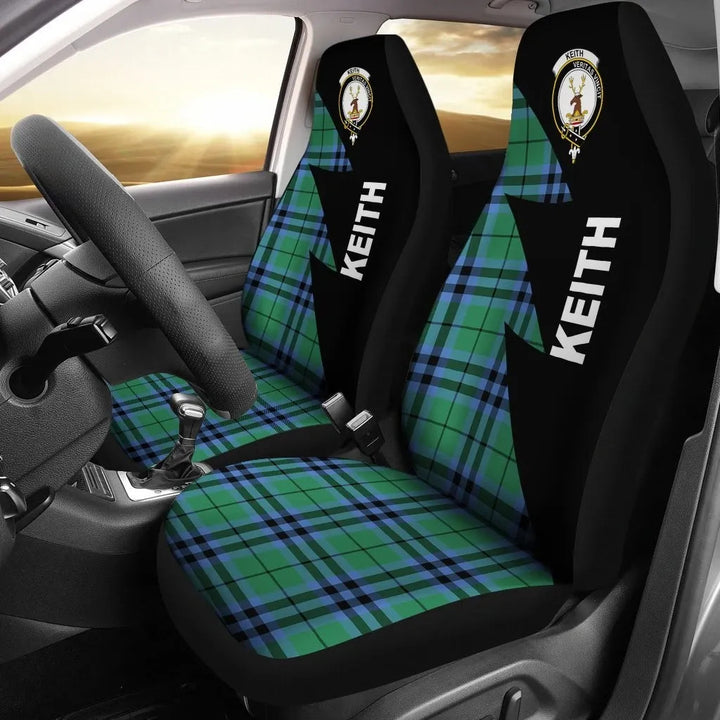 Scottish Keith Clan Crest Tartan Car Seat Covers - Flash Style 1