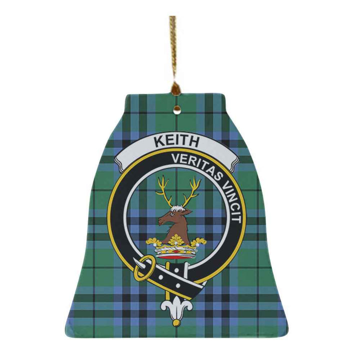 Scottish Keith Clan Crest Tartan Ceramic Ornament Bell Shape Tartan Plaid