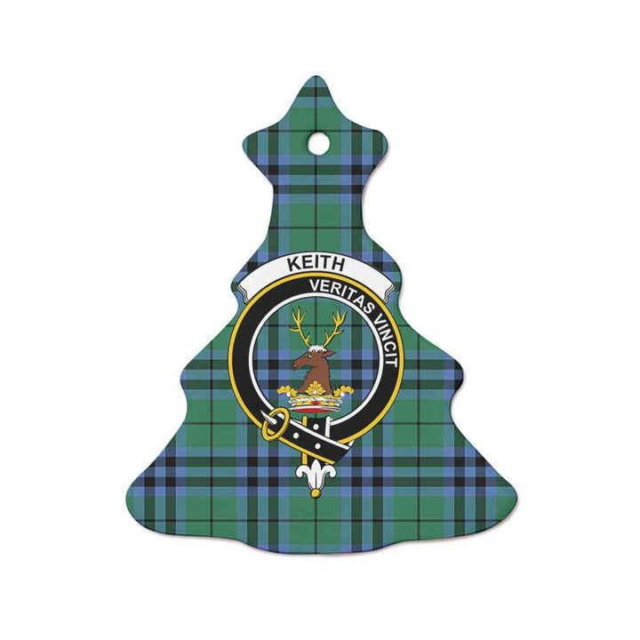 Scottish Keith Clan Crest Tartan Ceramic Ornament Tree Shape Tartan Plaid