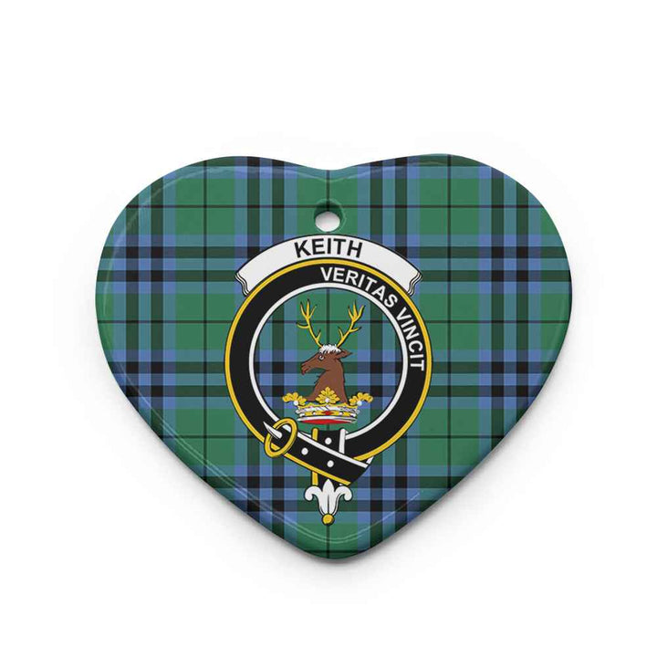 Scottish Keith Clan Crest Tartan Ceramic Ornament Heart Shape Tartan Plaid