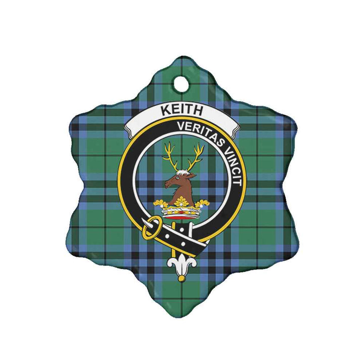 Scottish Keith Clan Crest Tartan Ceramic Ornament Snow Flake Shape Tartan Plaid