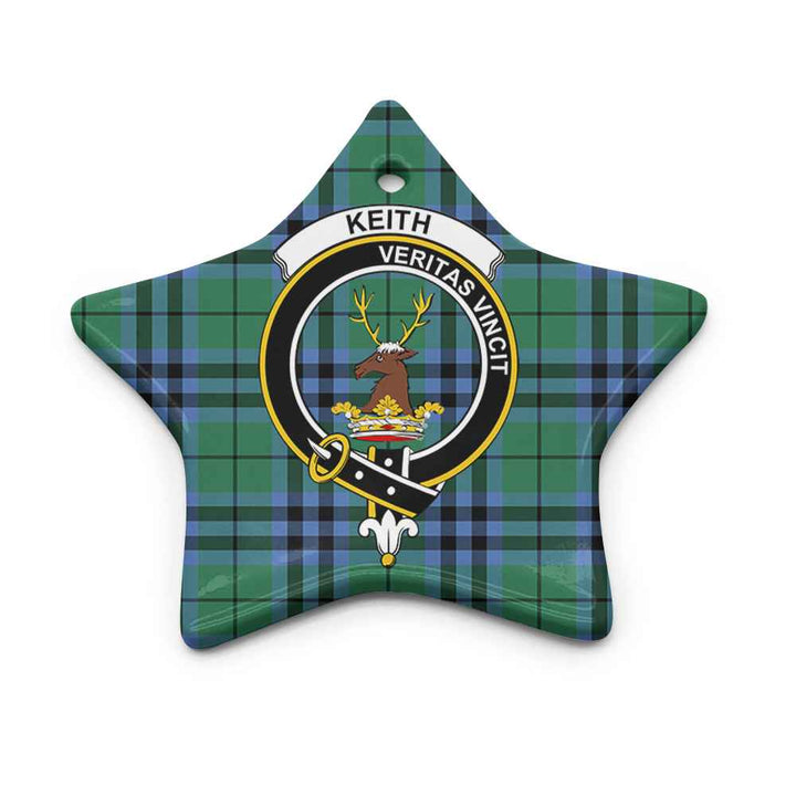 Scottish Keith Clan Crest Tartan Ceramic Ornament Star Shape Tartan Plaid