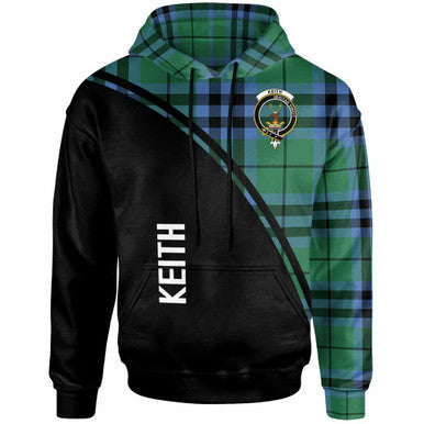 Scottish Keith Clan Crest Tartan Curve Hoodie Front Side Tartan Plaid