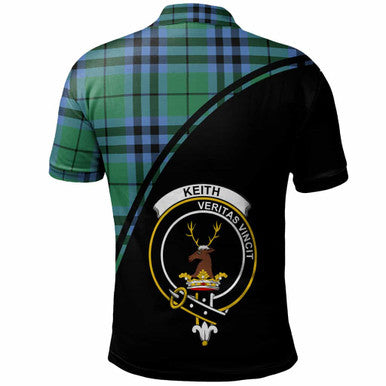 Scottish Keith Clan Crest Tartan Curve Polo Shirt Back Side Tartan Plaid