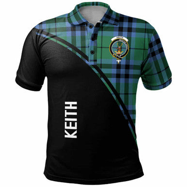 Scottish Keith Clan Crest Tartan Curve Polo Shirt Front Side Tartan Plaid