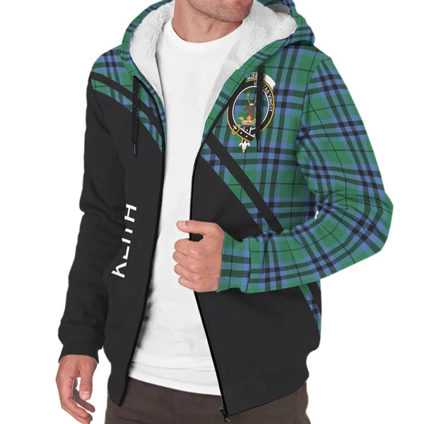 Scottish Keith Clan Crest Tartan Curve Sherpa Hoodie