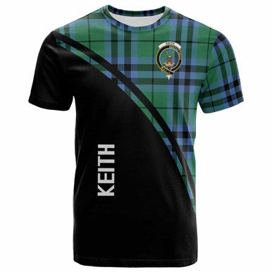 Scottish Keith Clan Crest Tartan Curve T-Shirt Front Side Tartan Plaid