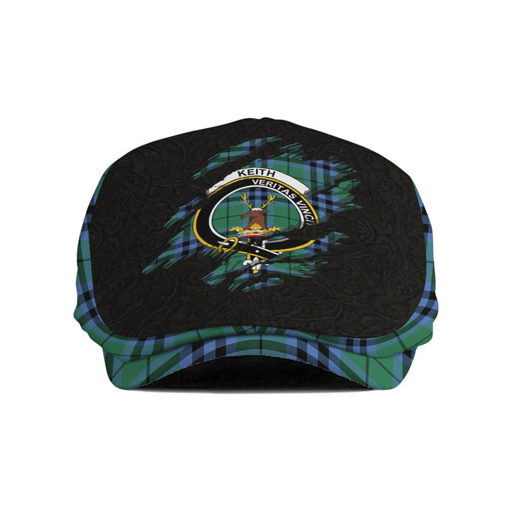 Scottish Keith Clan Crest Tartan Flat Cap - Scratch Style Tartan Plaid 1