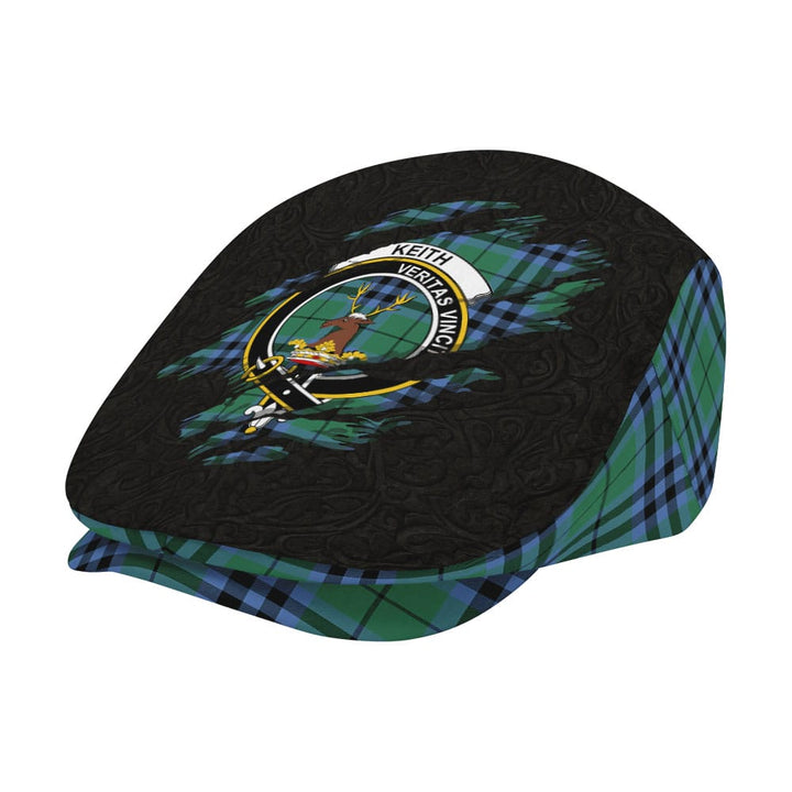 Scottish Keith Clan Crest Tartan Flat Cap - Scratch Style Tartan Plaid 2