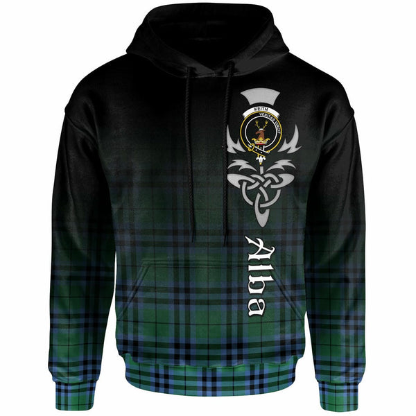 Scottish Keith Clan Crest Tartan Hoodie - Alba Gu Brath Family Crest Celtic Inspired Front Side Tartan Plaid
