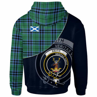 Scottish Keith Clan Crest Tartan Hoodie - Bend Style Back Side Tartan Plaid