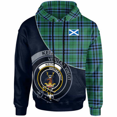 Scottish Keith Clan Crest Tartan Hoodie - Bend Style Front Side Tartan Plaid
