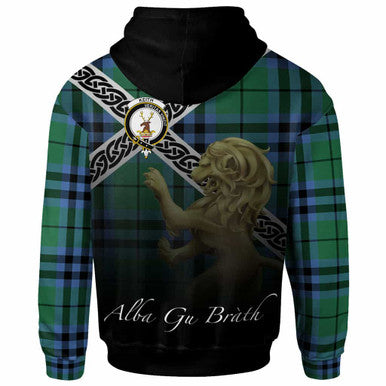 Scottish Keith Clan Crest Tartan Hoodie - Celtic With Scotland Lion Back Side Tartan Plaid