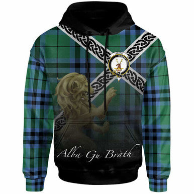 Scottish Keith Clan Crest Tartan Hoodie - Scotland Lion Front Side Tartan Plaid