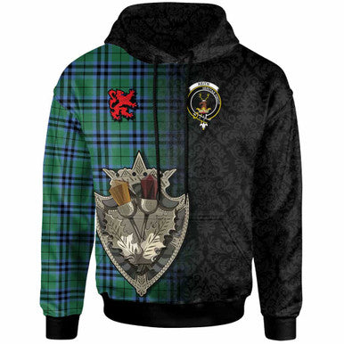 Scottish Keith Clan Crest Tartan Hoodie - Half Thistle Flowers Celtic Design Front Side Tartan Plaid