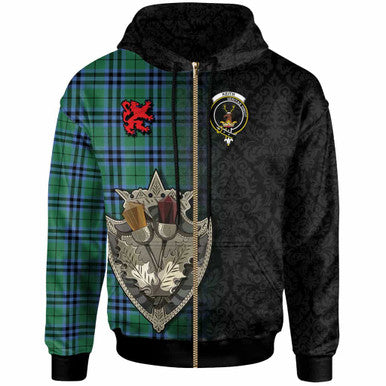 Scottish Keith Clan Crest Tartan Hoodie - Half Thistle Flowers Celtic Design Zip-up Tartan Plaid