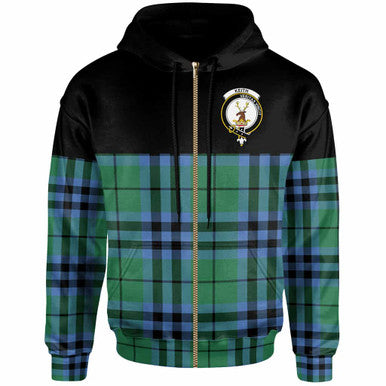 Scottish Keith Clan Crest Tartan Hoodie - Horizontal Style Zip-up Tartan Plaid