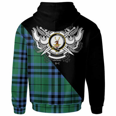 Scottish Keith Clan Crest Tartan Hoodie - Military Logo Back Side Tartan Plaid