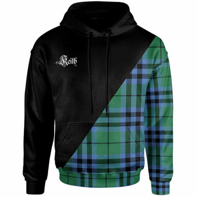 Scottish Keith Clan Crest Tartan Hoodie - Military Logo Front Side Tartan Plaid