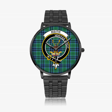 Scottish Keith Clan Crest Tartan Instafamous Steel Quartz Watches Tartan Plaid Black 1