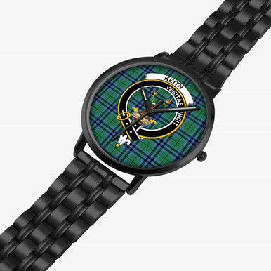 Scottish Keith Clan Crest Tartan Instafamous Steel Quartz Watches Tartan Plaid Black 2
