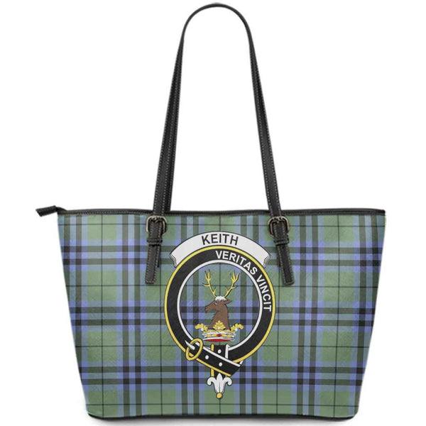 Scottish Keith Clan Crest Tartan Leather Tote Tartan Plaid