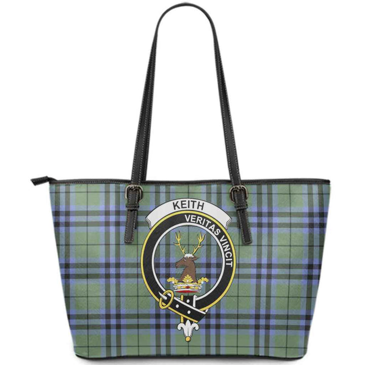 Scottish Keith Clan Crest Tartan Leather Tote Tartan Plaid