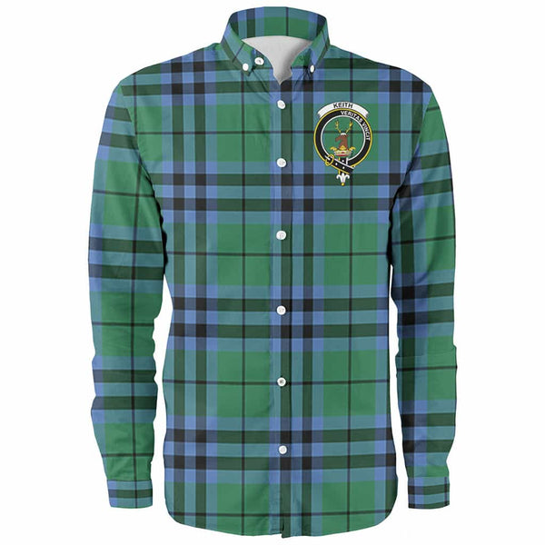 Scottish Keith Clan Crest Tartan Long Sleeve Shirt Front Side Tartan Plaid