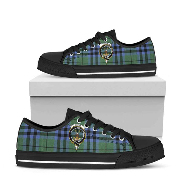 Scottish Keith Clan Crest Tartan Low Top Shoes Tartan Plaid Black