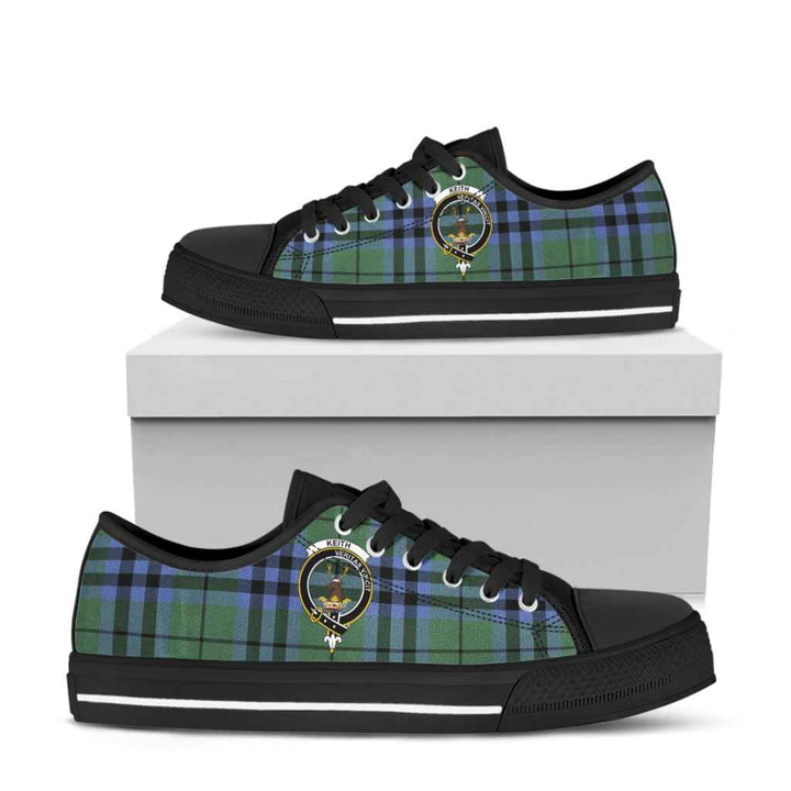 Scottish Keith Clan Crest Tartan Low Top Shoes Tartan Plaid Black