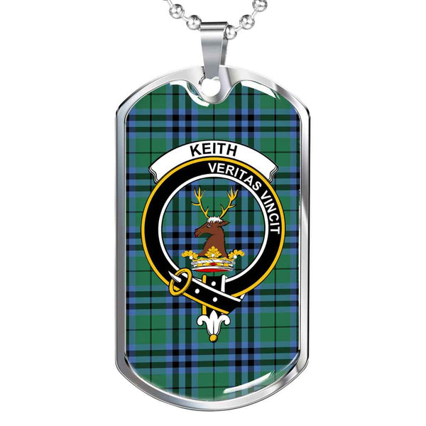 Scottish Keith Clan Crest Tartan Military Dog Tag Necklace Tartan Plaid 1