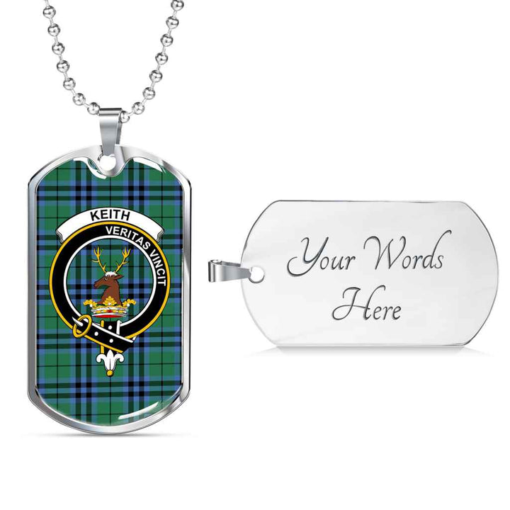 Scottish Keith Clan Crest Tartan Military Dog Tag Necklace Tartan Plaid 3