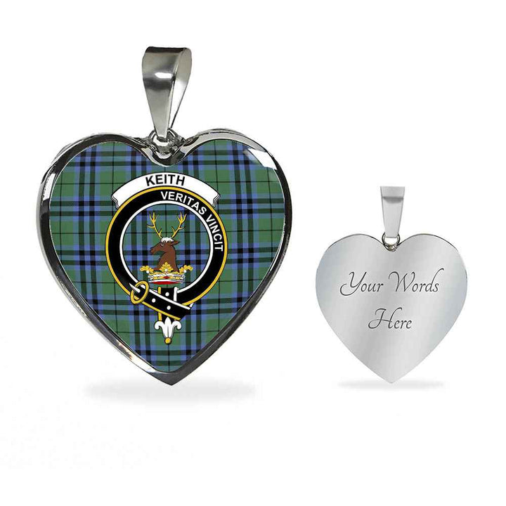 Scottish Keith Clan Crest Tartan Necklace Heart Tartan Plaid 3
