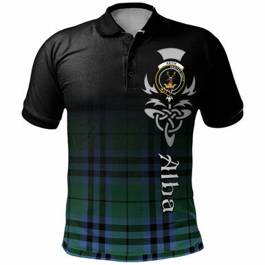 Scottish Keith Clan Crest Tartan Polo Shirt - Alba Gu Brath Family Crest Celtic Inspired Front Side Tartan Plaid