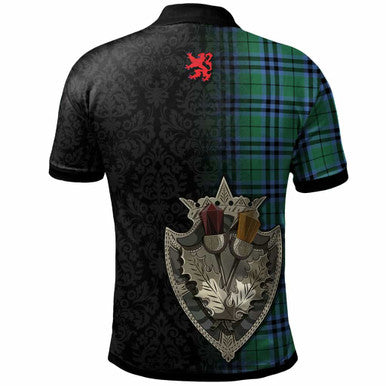Scottish Keith Clan Crest Tartan Polo Shirt - Half Thistle Flowers Celtic Design Back Side Tartan Plaid