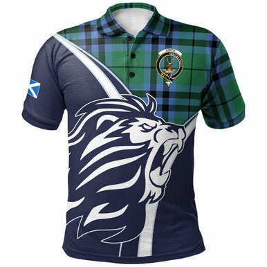 Scottish Keith Clan Crest Tartan Polo Shirt - Scottish Flag With Lion Front Side Tartan Plaid
