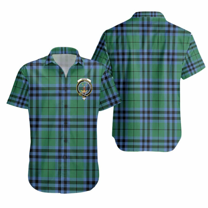 Scottish Keith Clan Crest Tartan Short Sleeve Shirt Tartan Plaid